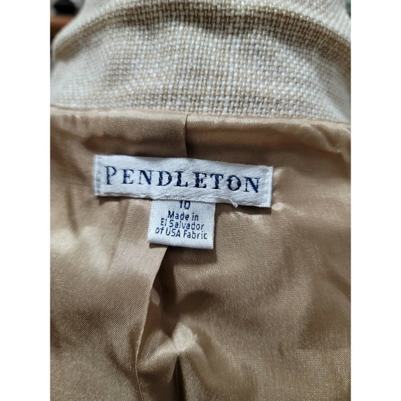 Pendleton Women's Beige Viscose Single Breasted Four Buttons Fitted Blazer 10 - Picture 7 of 11